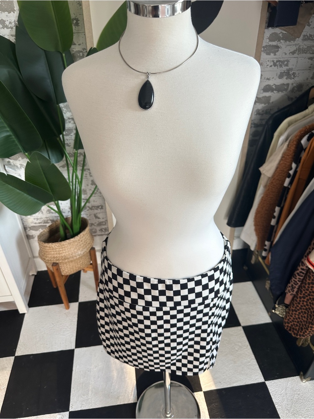 Checkered Mini Skirt — Black & White